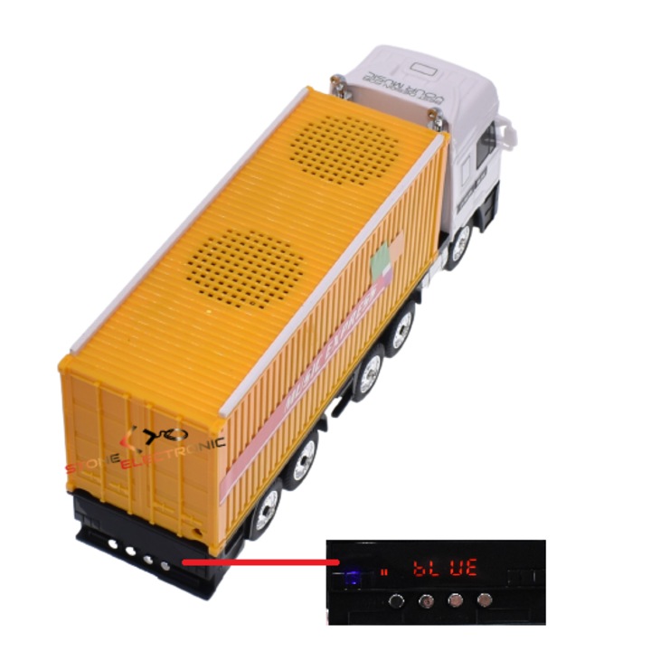 Boxa portabila cu bluetooth Music Express, cititor Mp3, Usb/TF, Aux, Radio Fm, 10W, Model Camion, galben, Wster