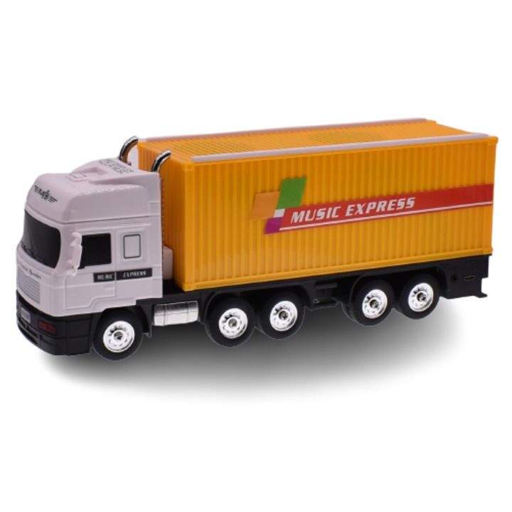 Boxa portabila cu bluetooth Music Express, cititor Mp3, Usb/TF, Aux, Radio Fm, 10W, Model Camion, galben, Wster