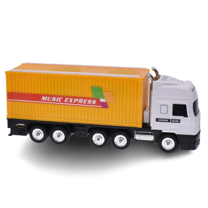 Boxa portabila cu bluetooth Music Express, cititor Mp3, Usb/TF, Aux, Radio Fm, 10W, Model Camion, galben, Wster