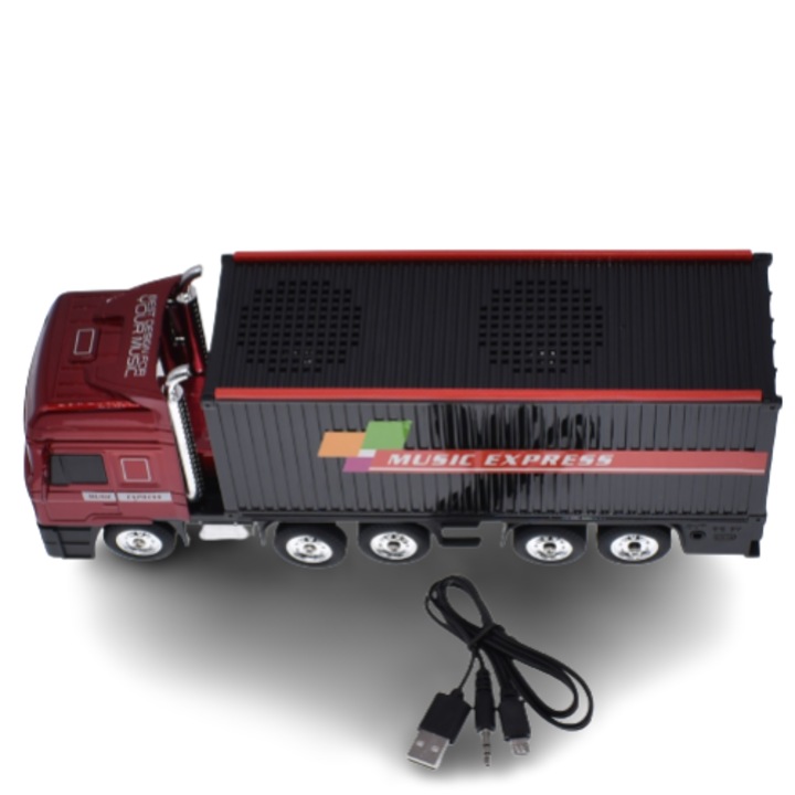 Boxa portabila cu bluetooth Music Express, cititor Mp3, Usb/TF, Aux, Radio Fm, 10W, Model Camion, negru, Wster