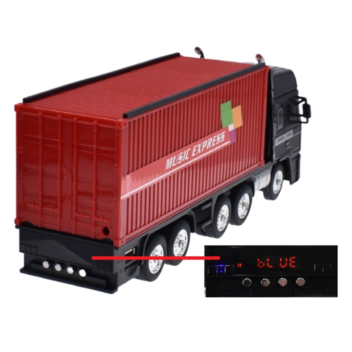 Boxa portabila cu bluetooth Music Express, cititor Mp3, Usb/TF, Aux, Radio Fm, 10W, Model Camion, Rosu, Wster