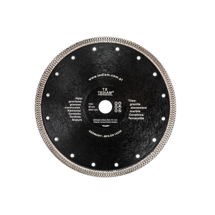 Disc diamantat Tediam, Granit/Gresie, 230 mm
