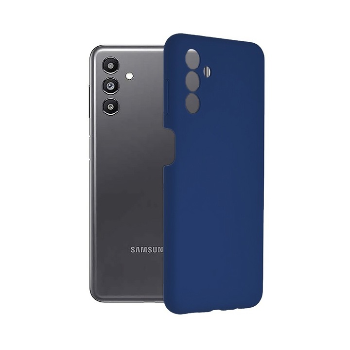 Силиконов калъф, съвместим с Samsung Galaxy A34 5g, силиконов TPU, меко усещане, следващо ниво на интелигентна защита, защита на камерата, син