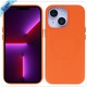Кожен калъф за iPhone 13, с MagSafe Compatible, твърда защита, вътрешност от микрофибър, Gekko Orange