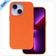 Кожен калъф за iPhone 13, с MagSafe Compatible, твърда защита, вътрешност от микрофибър, Gekko Orange