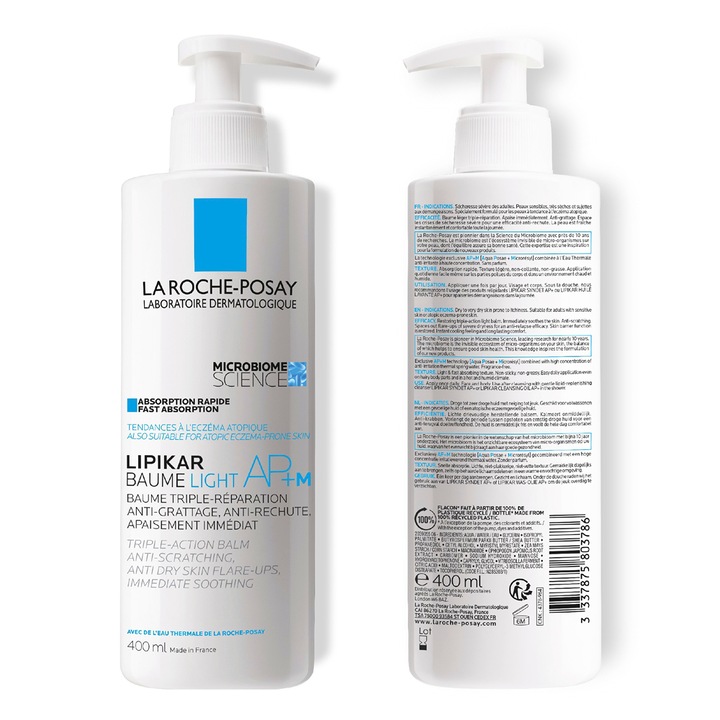 Балсам с бърза абсорбция La Roche Posay Lipikar Light AP+M с тройно действие против изсушаване на кожата, 400 мл