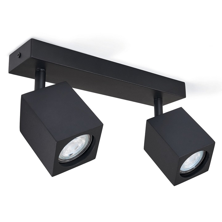 LED Quantus x2 corp de iluminat de perete si plafon cu halogen montat pe suprafata, negru