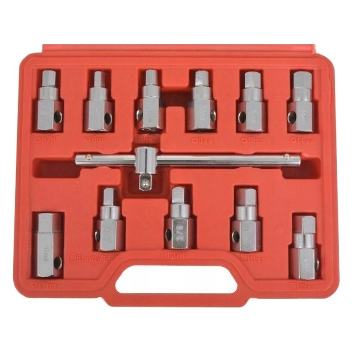 Trusa de chei pentru buson / dop baie ulei, 12 piese, Silver