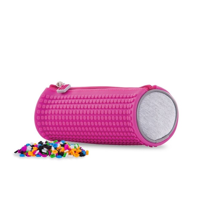 Несесер цилиндър Pixie Crew Grey/Fuchsia, Розов