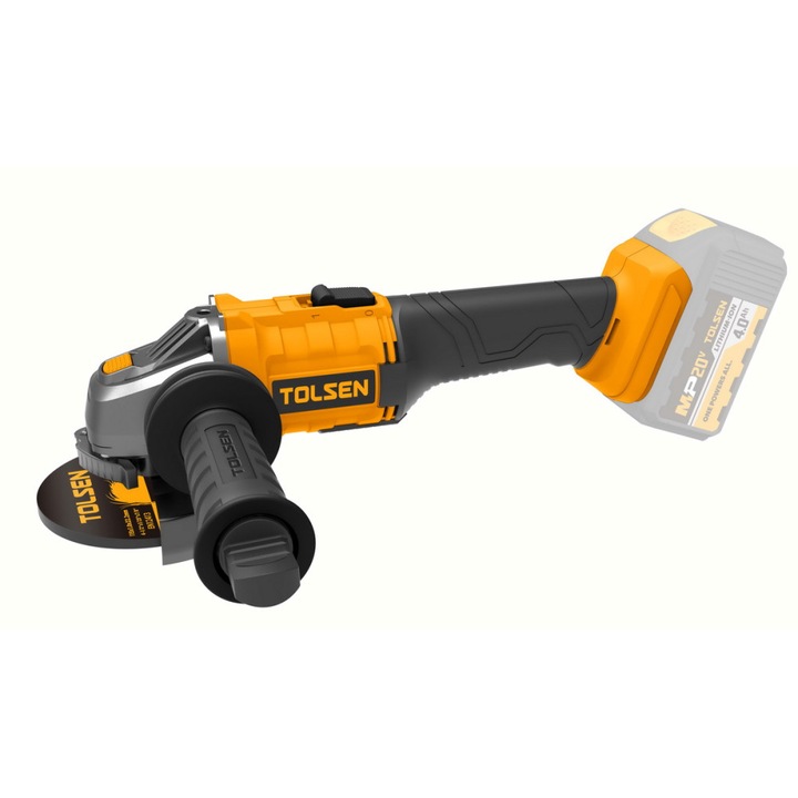 Акумулаторен ъглошлайф Li-Ion 115 мм, M14 8500 rpm MP 20V Tolsen 87223, Не включва батерия и зарядно устройство