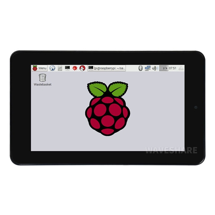 Kijelző modul, WaveShare, kapacitív, Raspberry Pi, 800×480, 7inch DSI LCD (with cam and case), 21366