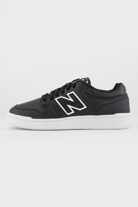 New Balance, Pantofi sport low-cut unisex din piele 480, Negru