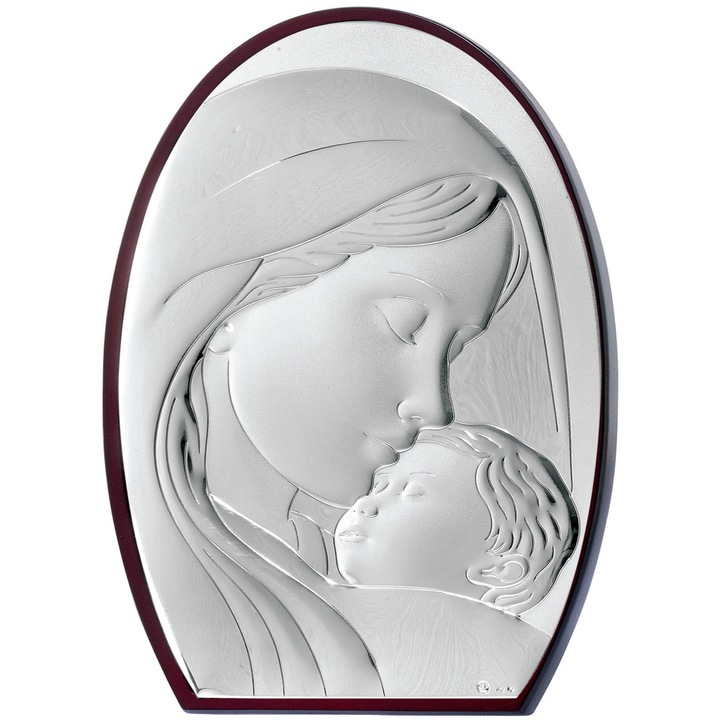 Ezüstös ikon, "Madonna", 7,5 cm x 6 cm