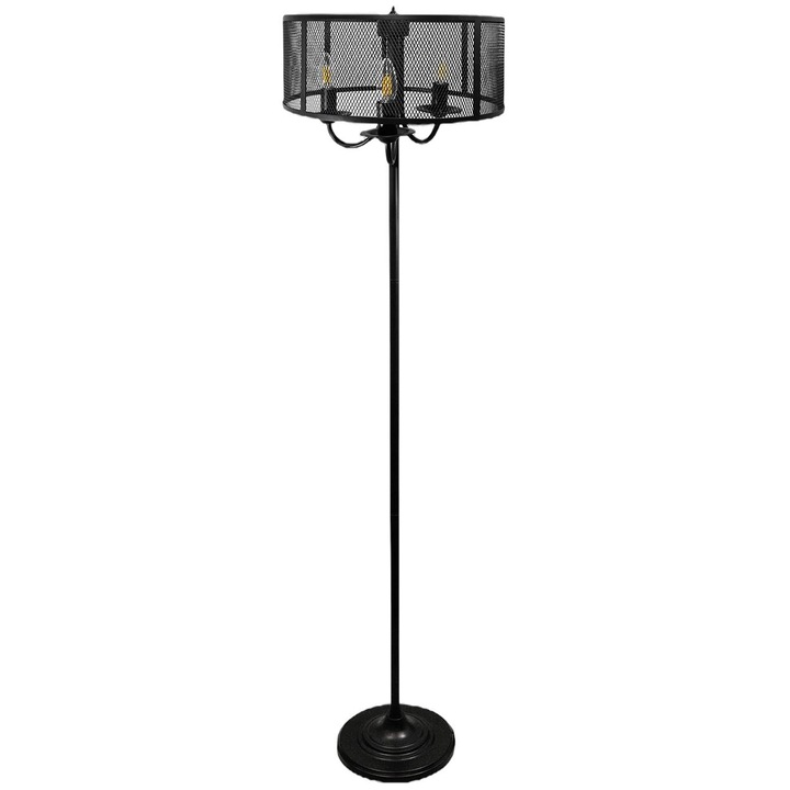 Lampa de podea LED, Polux, Otel, E14, 155 cm, Negru