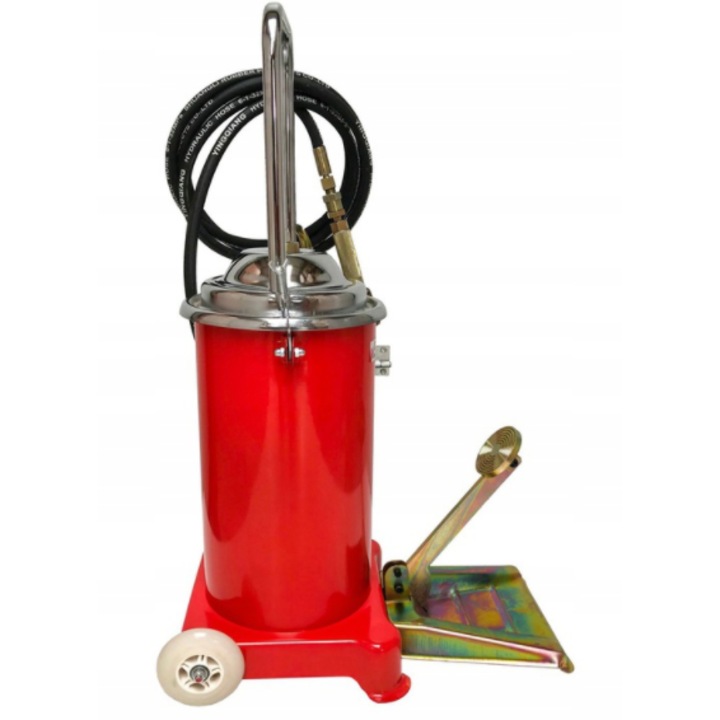 Ръчна помпа за грес, крачна, 15 литров контейнер, 4 метра маркуч, Verke