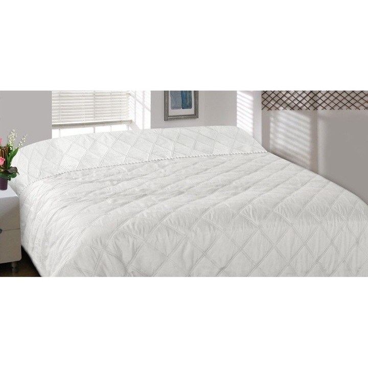 Кувертюра за легло Tereska, Karo, Полиестер, Двулицева, 70 x 150 см, Крем