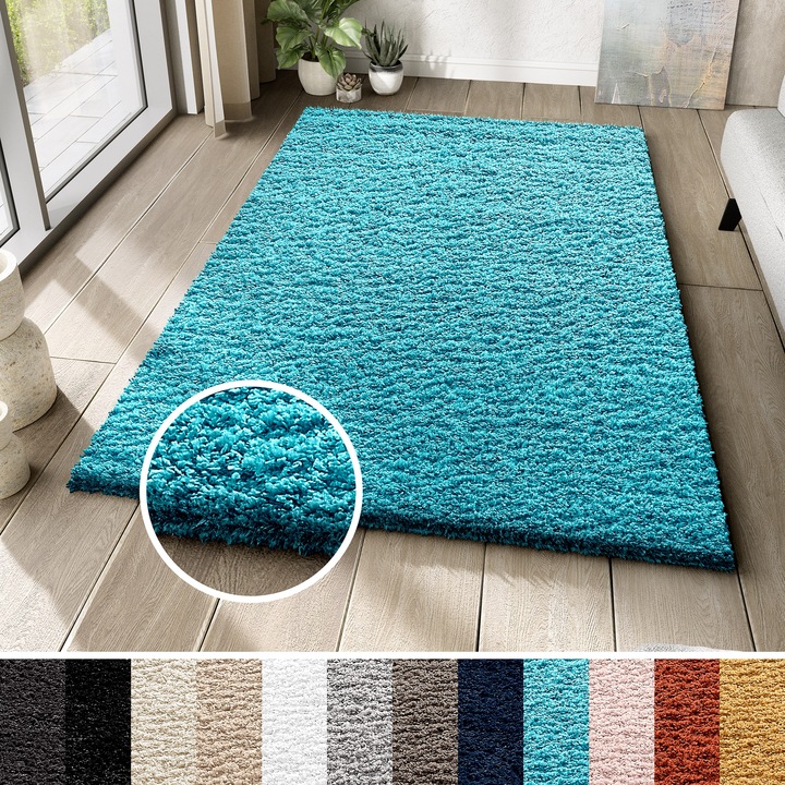 Covor, Tapiso, Essence, 140 x 200 cm, Stil Minimalist Modern, Gramada Luxoasa, Moale, Compatibil Incalzire In Pardoseala, Fir Lung 40 mm, Dreptunghi, Polipropilena, Albastru Deschis