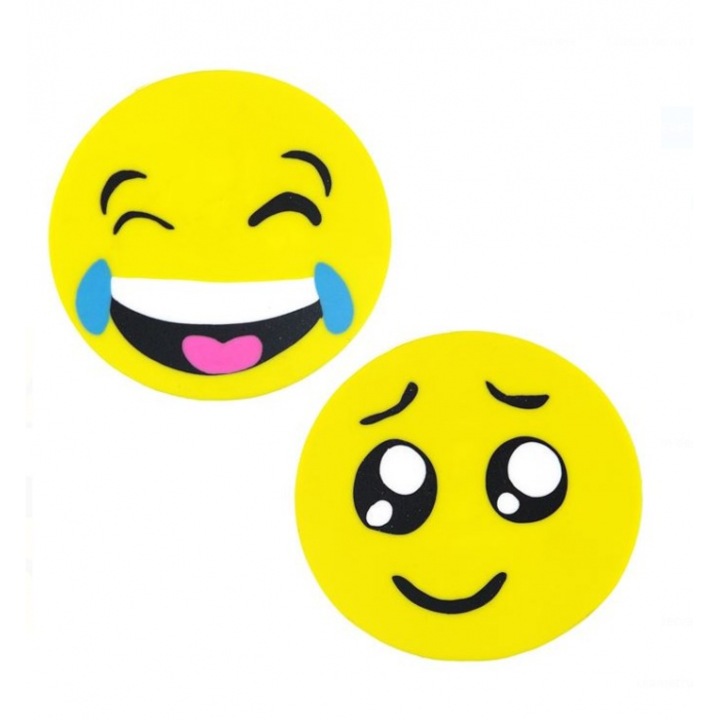 Set radiera, in forma de Emoji, HaHa si Rusions, Multicolorat, 3 x 3 cm, 2 bucati