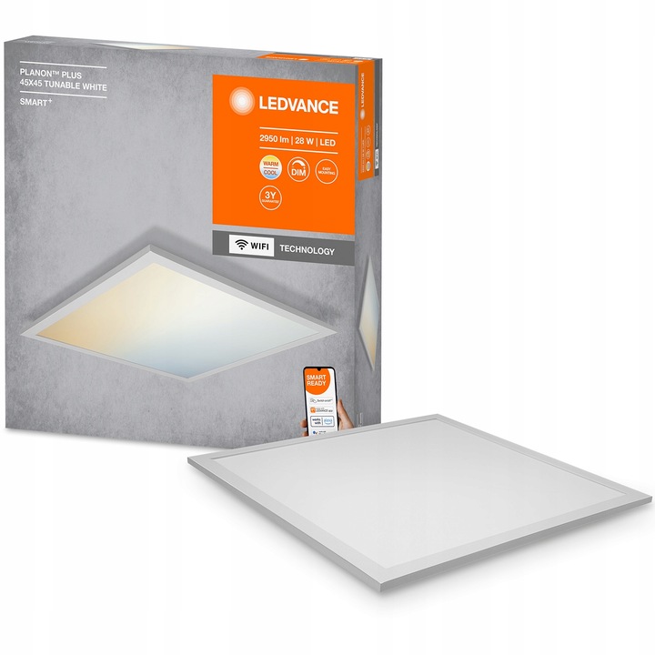 Panou smart LED, Ledvance, Aluminiu, 28 W, 45x45 cm, Alb