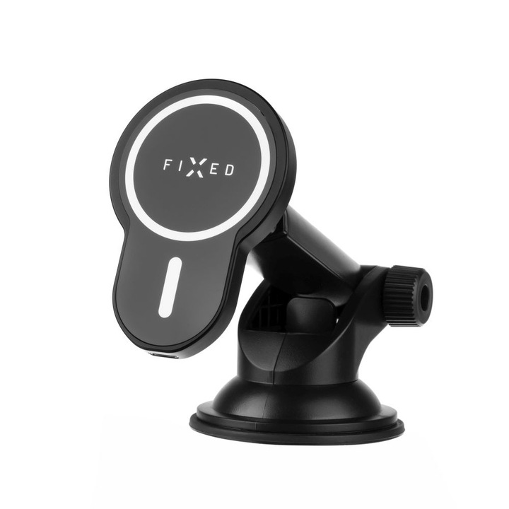Стойка за табло / предно стъкло за телефон, 15W - фиксирана MagClick XL (FIXMCLI-XL-BK) - черна