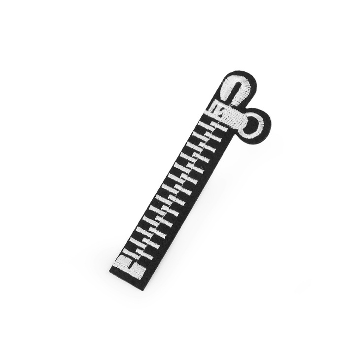 Термозалепваща апликация, Текстилна, Бродирана, Цип, 3 x 10,7 см