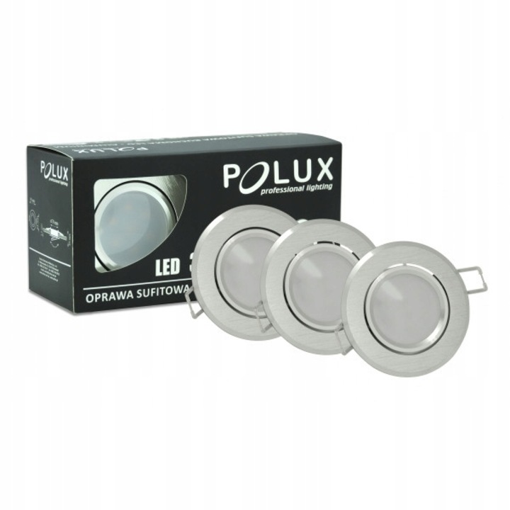 Комплект от 3 LED прожектора, Polux, Алуминий, 3.5W, Сребрист