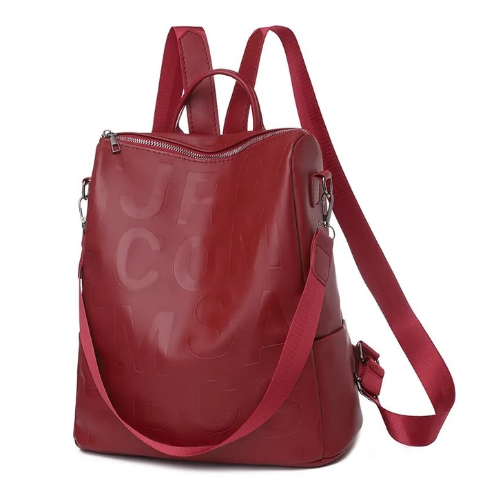 Női hátizsák, vízálló, lopásgátló zsebbel, Escalate, 30x16x31cm, piros