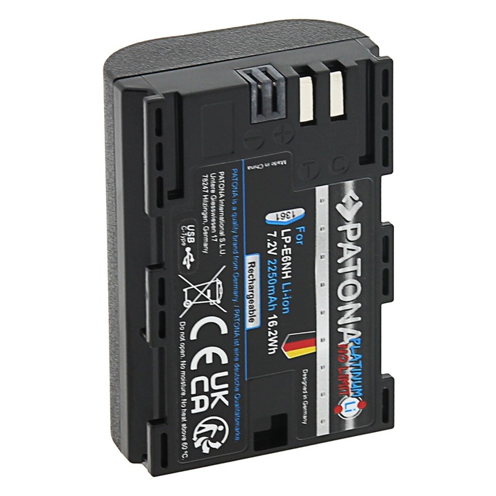 Patona Platinum LP-E6NH akkumulátor, USB-C 2250mAh kompatibilis Canon -1361