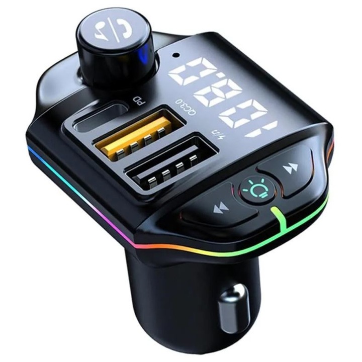 Modulator FM Bluetooth RGB, incarcator auto rapid ZTB-A10