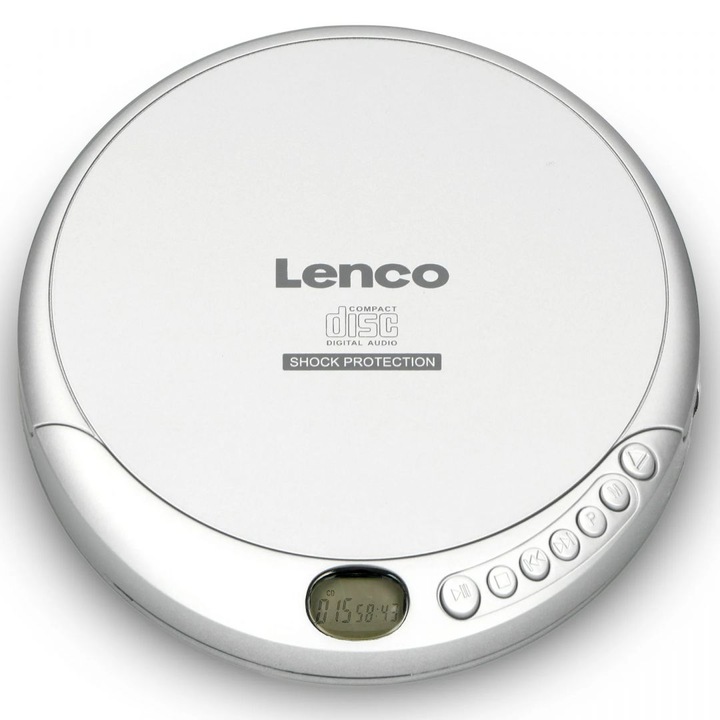 Lenco CD-201SI - Portable CD-Player w/ Anti-shock Ezüst, Hi-fi