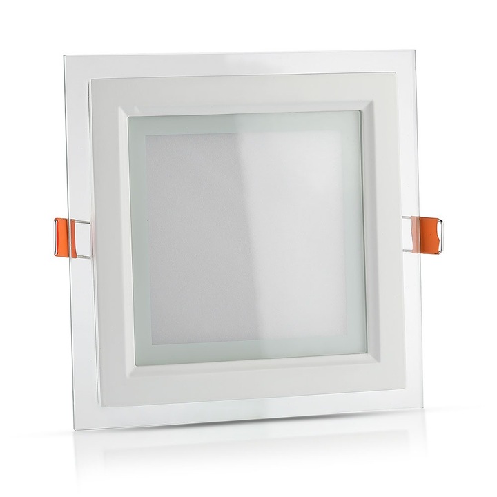 LED панел, V-TAC, стъкло/алуминий, 18W, 4000K, бял