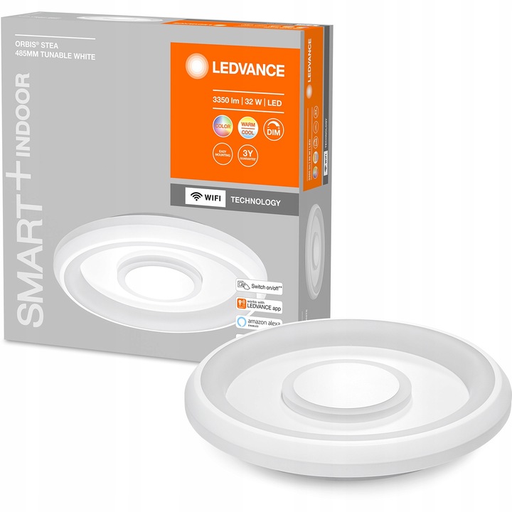 RGB LED okospanel, Ledvance, Fém, 32 W, 48,5 cm, Fehér