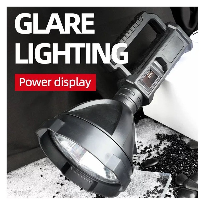 Lanterna LED cu reflector si trepied, functie de Powerbank, L-835, culoare negru