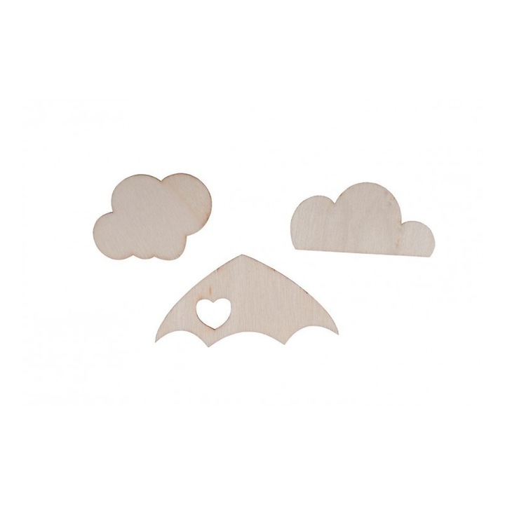 Set 20 accesorii creatie COLORARTE, lemn, mixt nori, umbrela