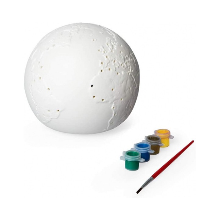 Set Lampa Glob Pamantesc, 3 LED-uri, 2 x AA, 13 x 14 x 14 cm, 6 piese, ceramica
