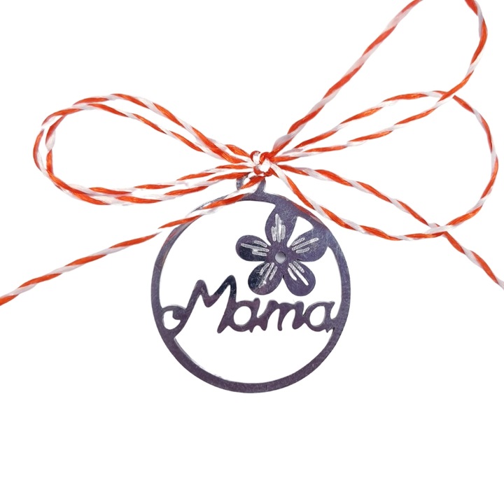 Martisor Mama, Ezüst, 2 cm, Rozsdamentes acél