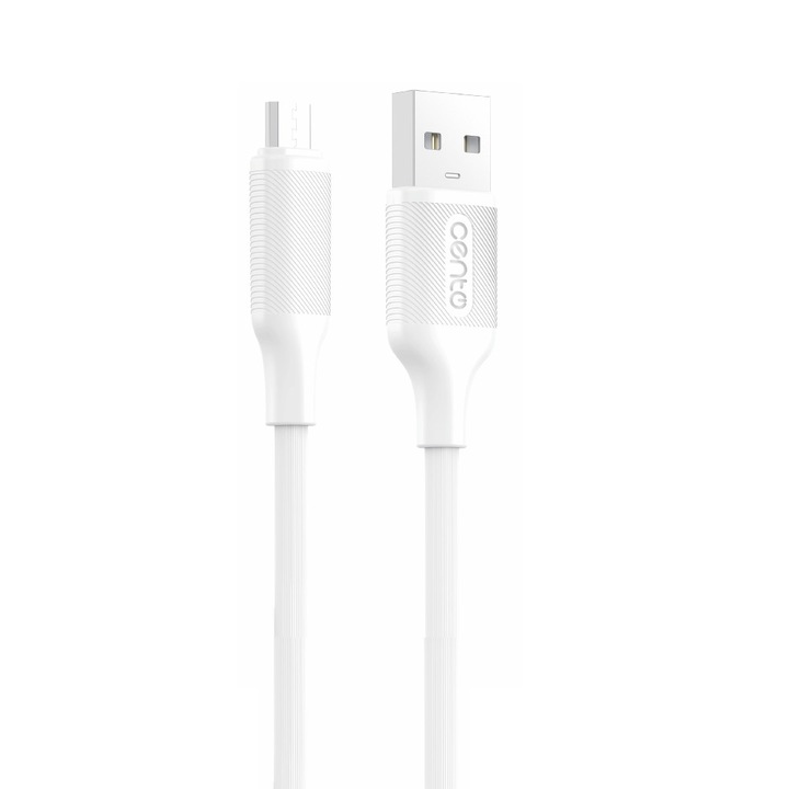 Cablu de Date si Incarcare Rapida CENTO C100 Alb Micro-USB 1m, 3A