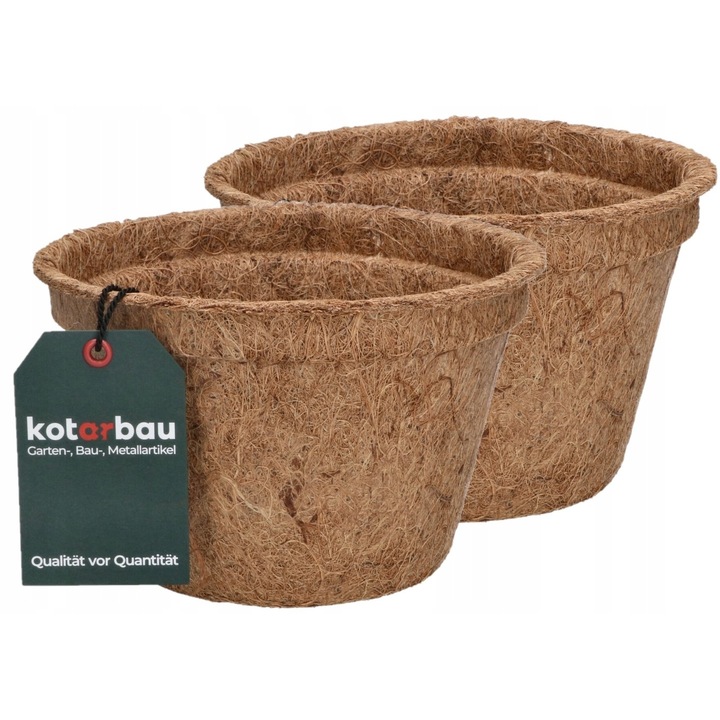 Комплект 2 декоративни саксии, Котарбау, 11,5 см, Кокосови влакна, Кафяви