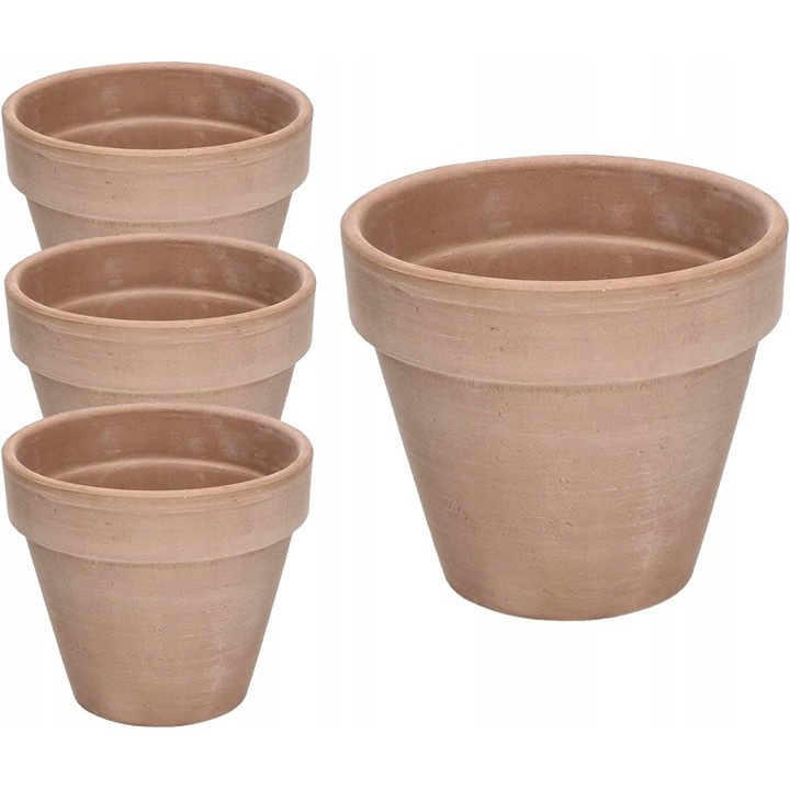 Комплект от 4 саксии за растения, Kotarbau, 10,5 см, керамични, бежови