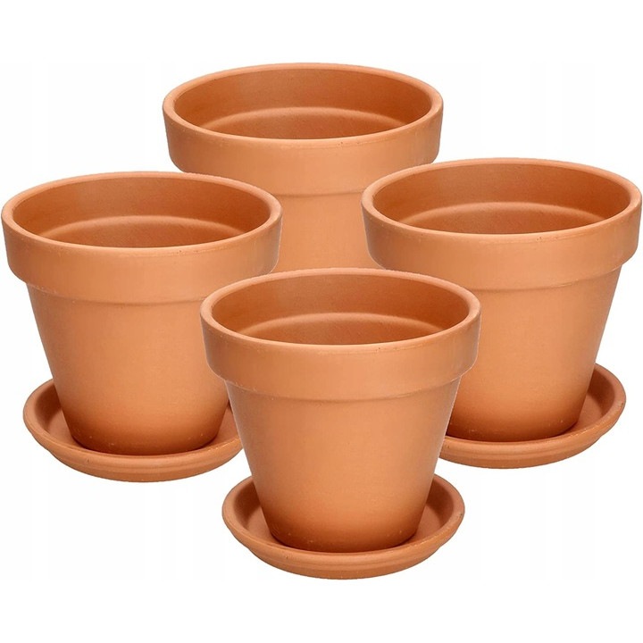 Set 4 ghivece plante, Kotarbau, 10 cm, Ceramica, Teracota