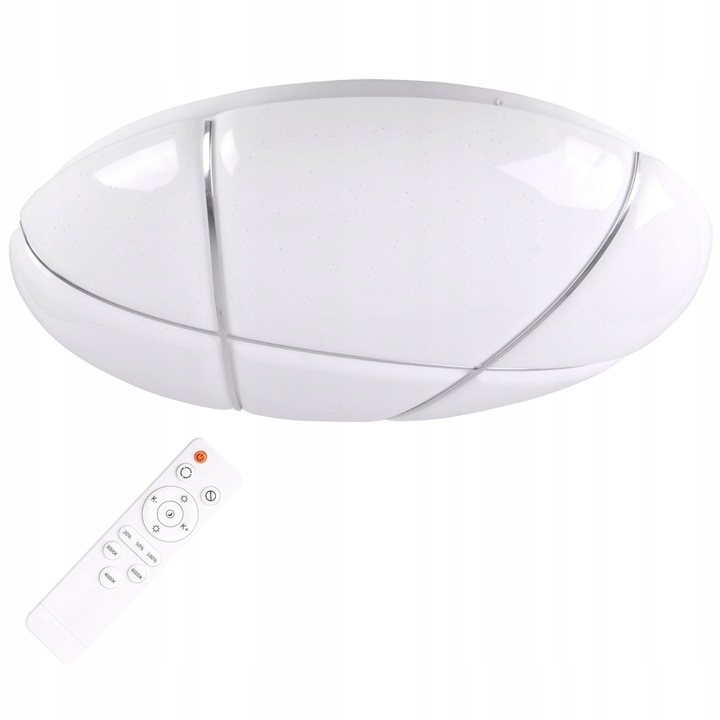 Plafoniera LED cu telecomanda, Polux, Plastic, 72 W, 50 cm, Alb