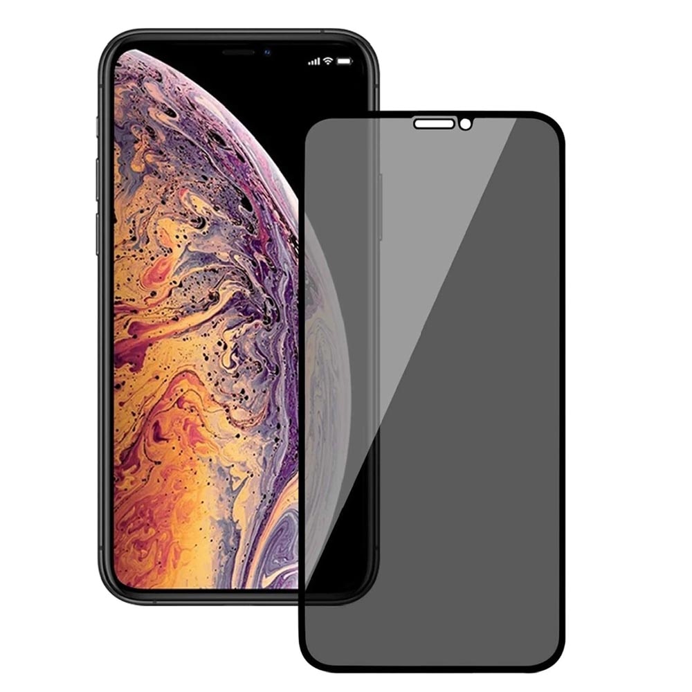 Folie Sticla Privacy 5D compatibila cu Apple iPhone 12, 5D full glue, 9H, 0.3MM, acopera tot ecranul
