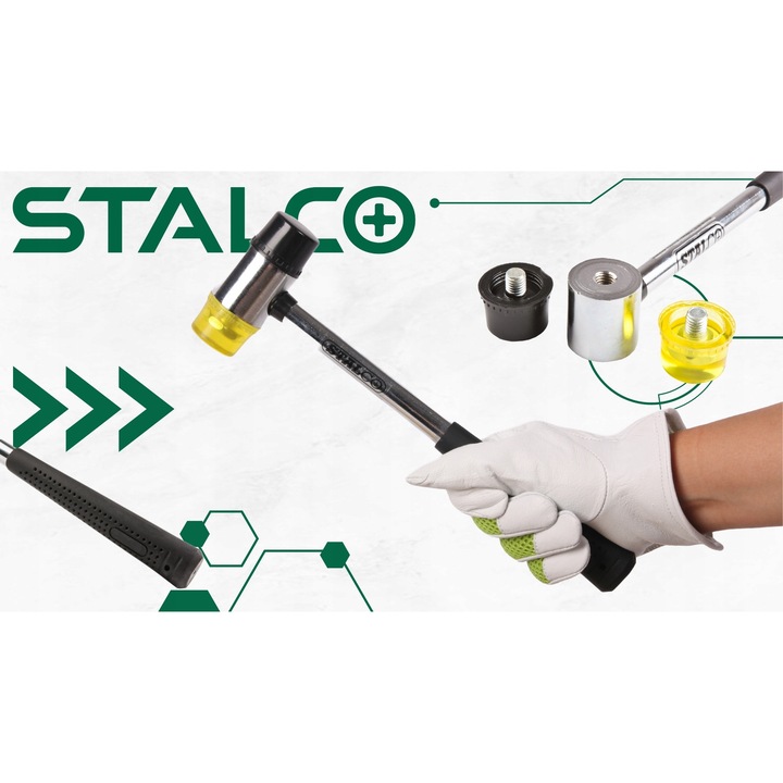 Gumi kalapács, Acélcső fogantyú, Csúszásmentes, 35 mm