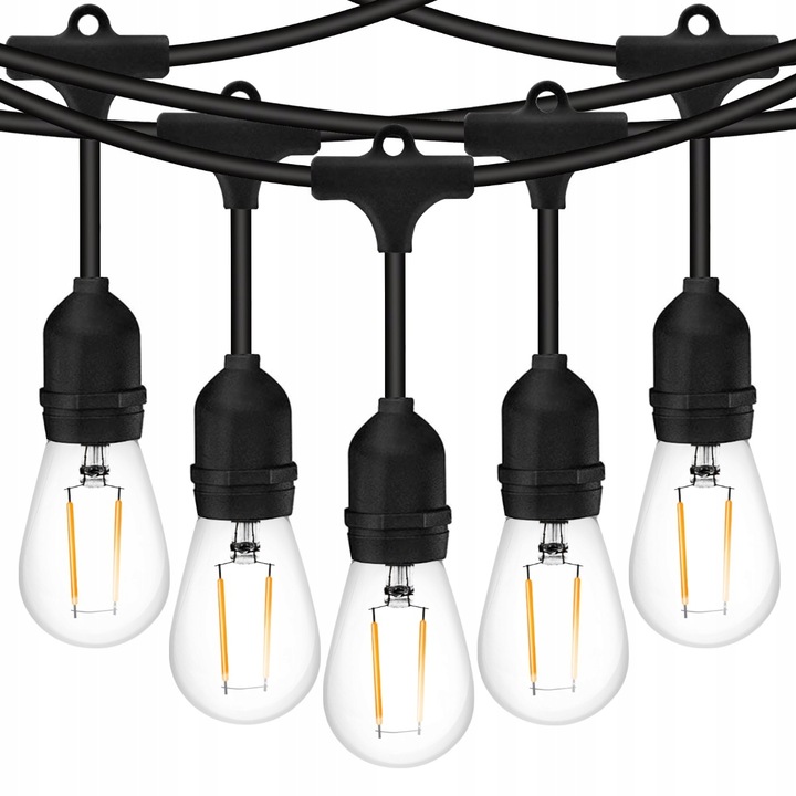 Lumiled fényfüzér, 20 izzó, 20 m, Fekete