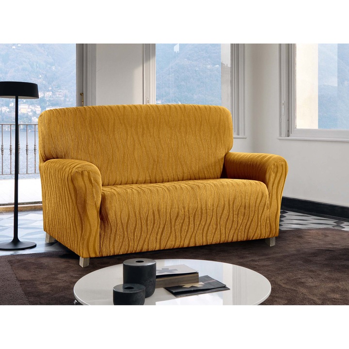 Husa canapea, Co.Ingros.Tex, Poliester/Bumbac, Model embosat, Ocru