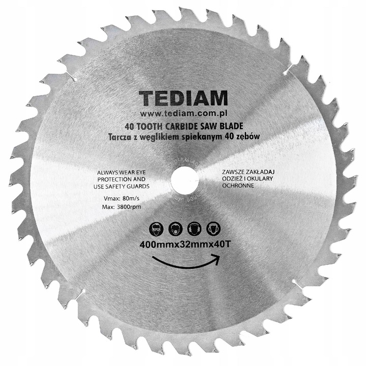 Disc de taiere lemn Tediam, 40 dinti, 400x32 mm
