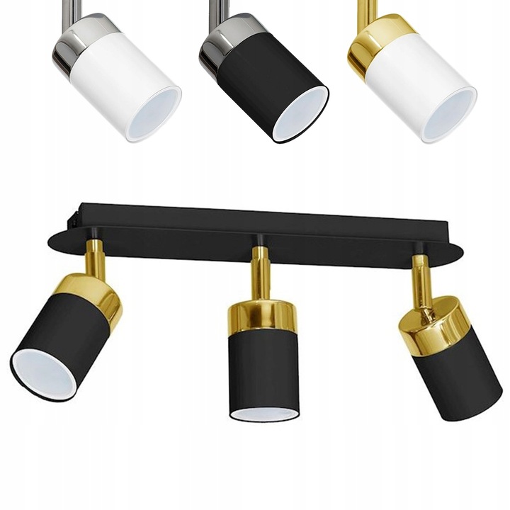 Plafoniera spot cu halogen, Milagro, 3x GU10, Negru/Argintiu