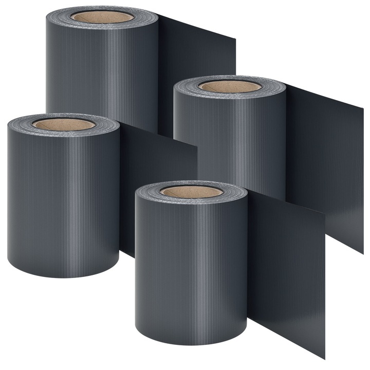 Set banda pentru gard, Juskys, PVC, 4 buc, Gri