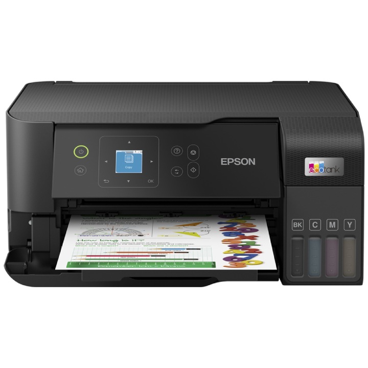 Imprimanta multifunctionala color inkjet, Epson, L3560, A4, Wi-Fi, Negru