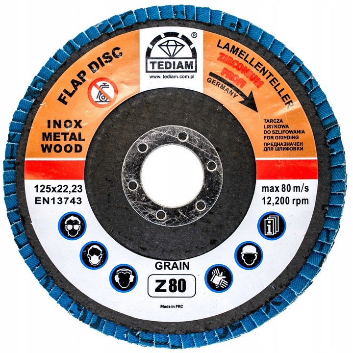 Set discuri slefuire Tediam, 125 mm, Gr60, 10 bucati